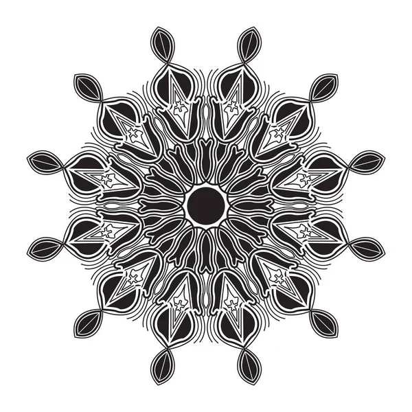 Mandala Hint Süslemelerinin Soyut Siyah Beyaz Desenli Dekoratif Arka Plan — Stok Vektör
