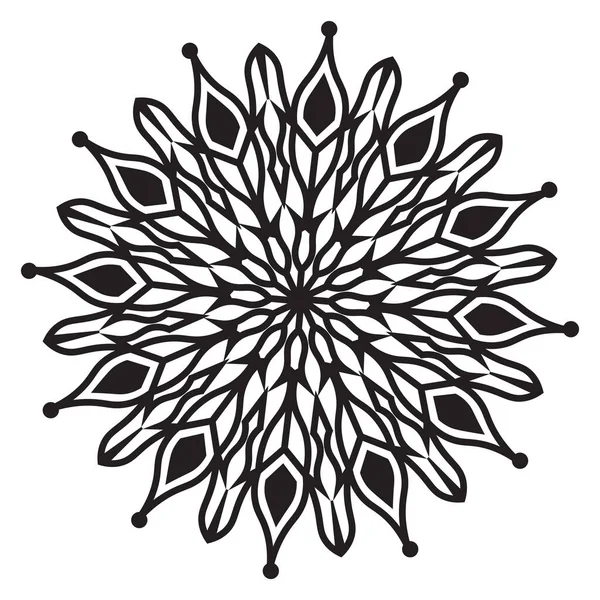 Mandala Elemento Isolado Estilo Floral Decorativo Indiano Abstrato Padrão Preto — Vetor de Stock