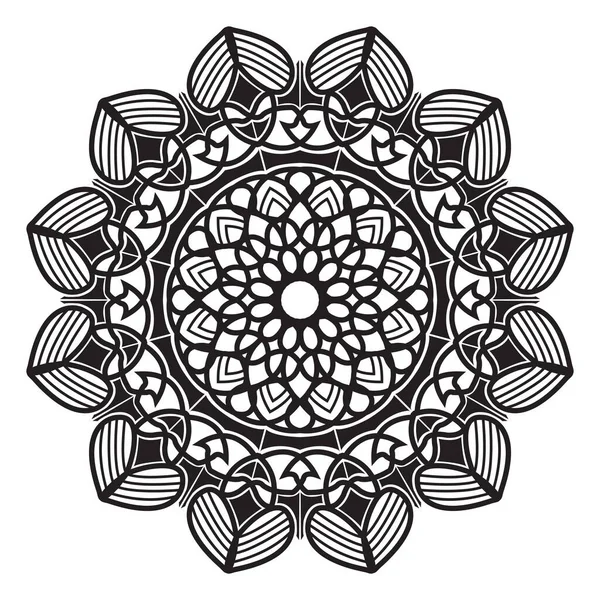Mandala Hint Süslemelerinin Soyut Siyah Beyaz Desenli Dekoratif Arka Plan — Stok Vektör