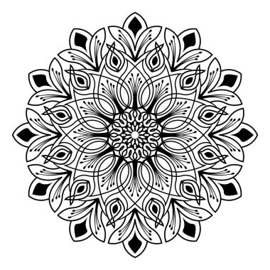 Müslüman yetişkinler için siluet desenli dekoratif desenlerin Arabesk İslami mandala tasarımı 