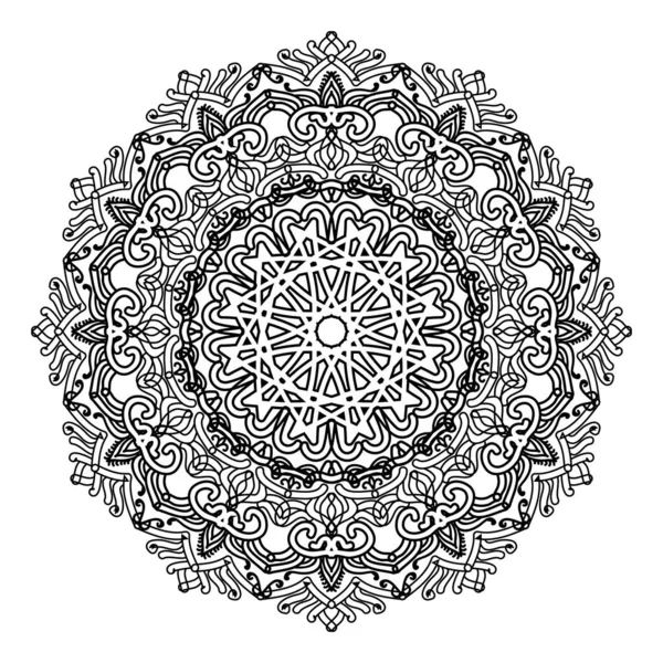 Arabesque Islamitische Mandala Ontwerp Van Silhouet Bloemen Decoratieve Patroon Tekening — Stockvector