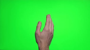 4K man yeşil ekranda dokunmatik el hareketi.