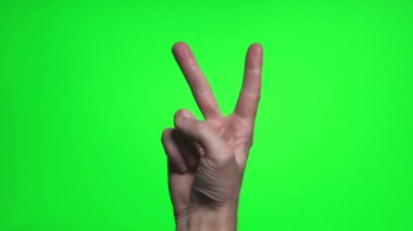 4K man yeşil ekranda dokunmatik el hareketi.