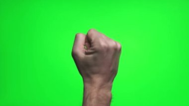4K man yeşil ekranda dokunmatik el hareketi.