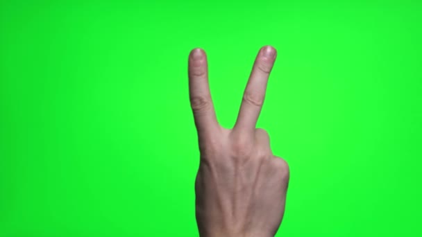 4K man hand touchscreen gestures on green screen. — Vídeos de Stock