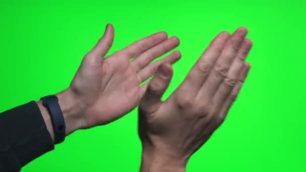 4K man hand touchscreen gestures on green screen. — Vídeos de Stock