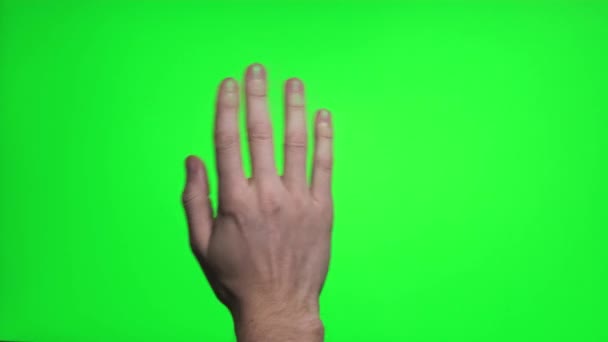4K男手緑の画面上のタッチスクリーンジェスチャー. — ストック動画