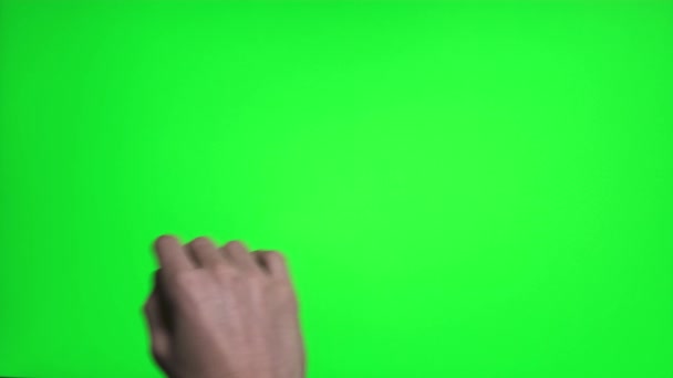 4K mão homem gestos touchscreen na tela verde. — Vídeo de Stock