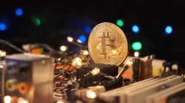 Bitcoin şifreli para birimi. Altın sikkeler.