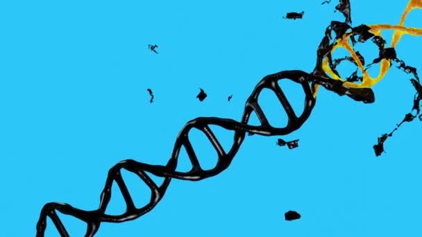 Концепция изменения ДНК на голубом фоне. — стоковое видео