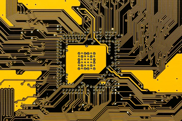 Nice black and yellow pcb of motherboard — Stock Photo, Image