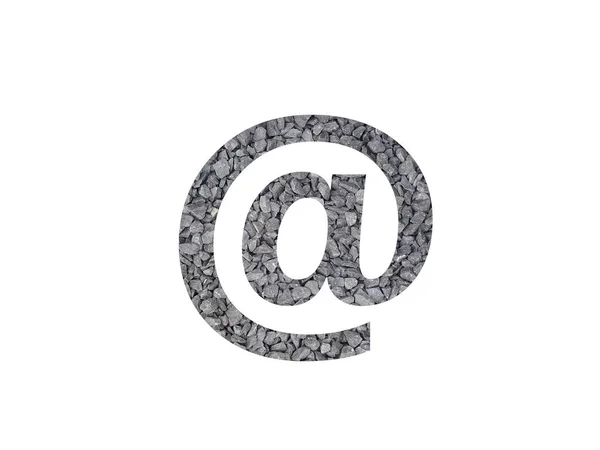 Schild Postzeichen Des Alphabets Mit Grauem Kies Isoliert Auf Weißem — Stockfoto