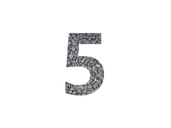 Número Alfabeto Fabricado Com Cascalho Cinzento Isolado Sobre Fundo Branco — Fotografia de Stock