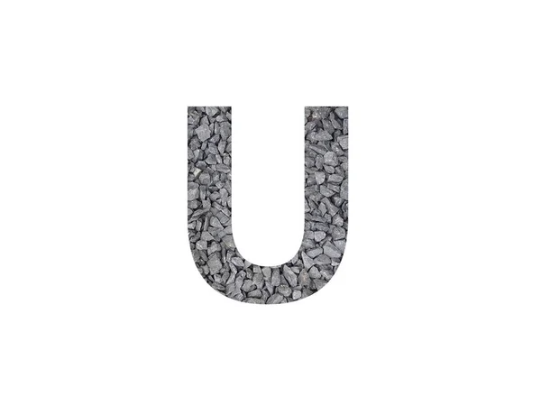 Litera Alfabetu Wykonana Szarego Żwiru Wyizolowanego Białym Tle — Zdjęcie stockowe