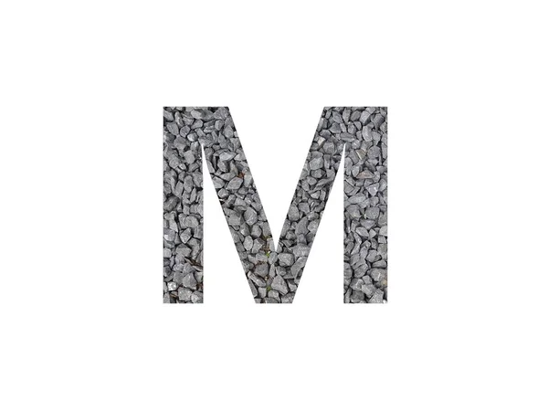 Letter Alphabet Made Grey Gravel Isolated White Background — Stock Photo, Image