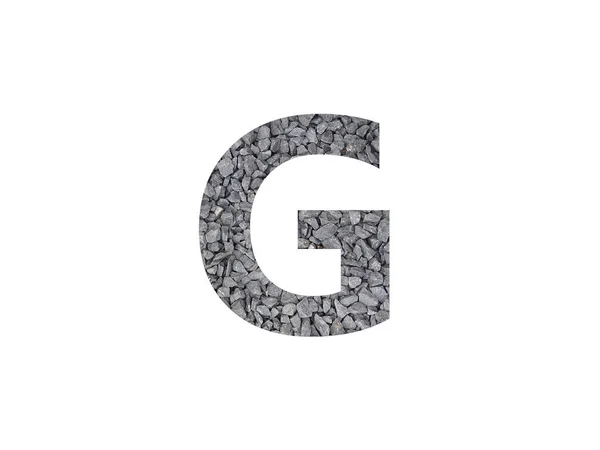 Lettre Alphabet Gravier Gris Isolé Sur Fond Blanc — Photo