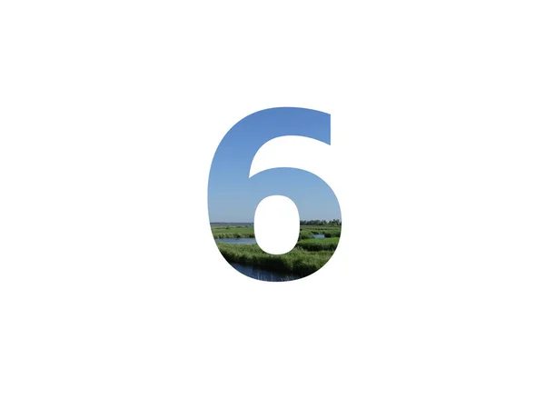 Number Alphabet Made Landscape Grass Stream Blue Sky — Stock Photo, Image