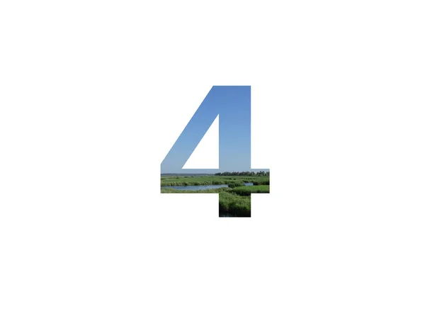 四号字母表 由草地 溪流和蓝天构成 — 图库照片