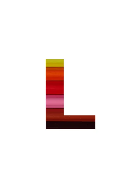 Lettera Dell Alfabeto Fatto Con Matita Colorata Giallo Arancione Rosso — Foto Stock