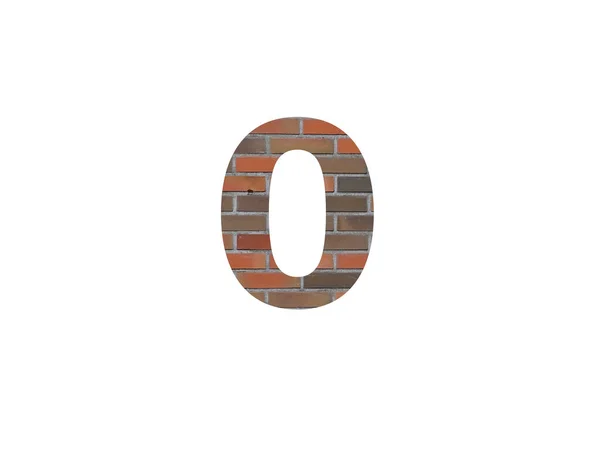 数字0的字母表 由砖墙制成 有褐色 红色灰色和白色背景隔离 — 图库照片