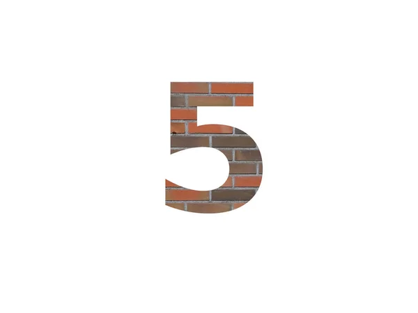 Numéro Alphabet Composé Mur Briques Brun Orange Gris Rouge Isolé — Photo