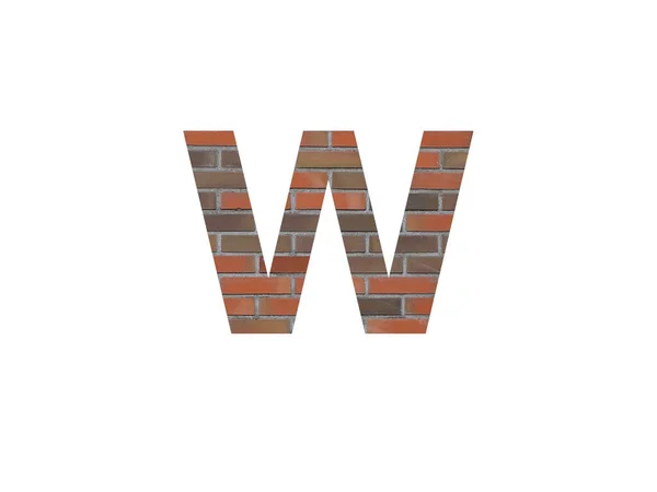 字母W 由砖墙制成 用褐色 红色灰色和白色背景隔开 — 图库照片