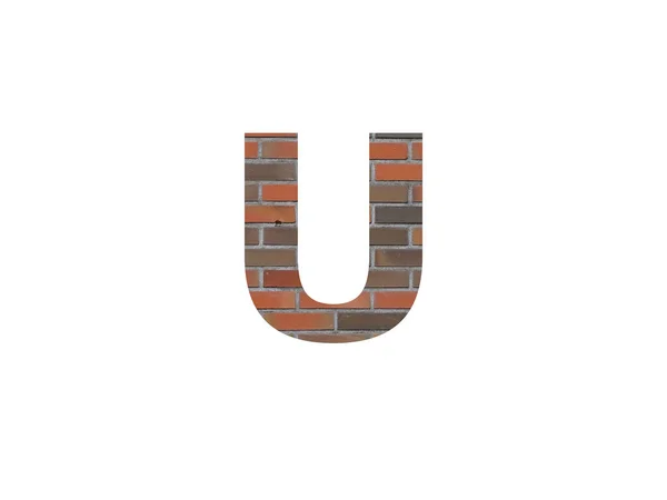 Litera Alfabetu Wykonana Ściany Cegieł Kolorze Brązowym Pomarańczowym Czerwonym Szarym — Zdjęcie stockowe