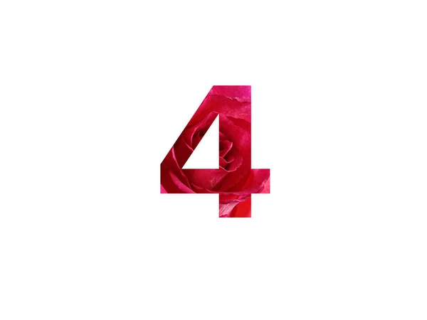 Número Alfabeto Feito Com Uma Foto Uma Rosa Vermelha Isolado — Fotografia de Stock