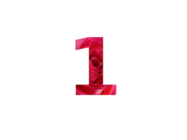 Número Del Alfabeto Hecho Con Una Foto Una Rosa Roja —  Fotos de Stock