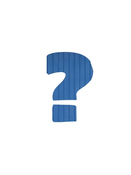 Question Mark Alphabet Made Old Blue Wood Isolated White Background — Stock Photo, Image