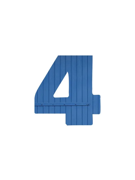 Número Alfabeto Feito Com Madeira Azul Velha Isolado Fundo Branco — Fotografia de Stock