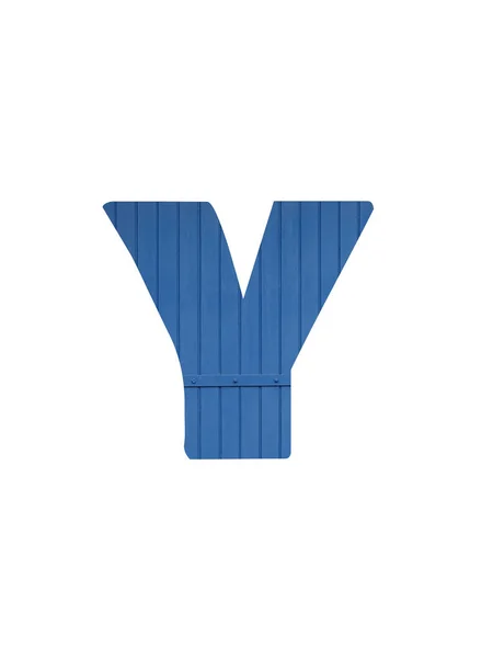 Літера Алфавіту Зроблена Старою Синьою Деревиною Ізольована Білому Тлі — стокове фото