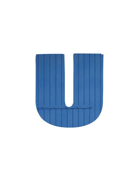 Alfabenin Harfi Eski Mavi Ahşaptan Yapılmış Beyaz Arka Planda Izole — Stok fotoğraf