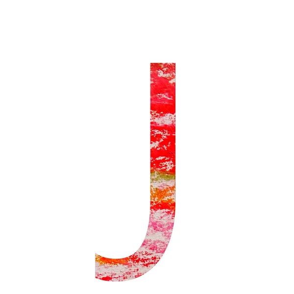 白を基調に赤 ピンク オレンジ色のチョークで描かれたアルファベットの文字J — ストック写真
