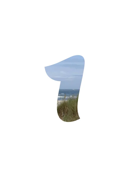 Number Alphabet Made Landscape Beach Sea Blue Sky Dunes Isolated — Stock fotografie
