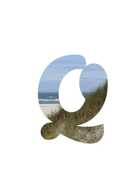 Letter Alphabet Made Landscape Beach Sea Blue Sky Dunes Isolated — Stockfoto