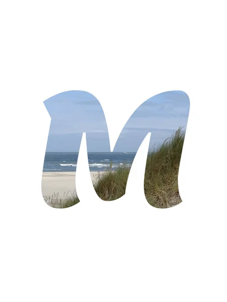 Letter Alphabet Made Landscape Beach Sea Blue Sky Dunes Isolated —  Fotos de Stock