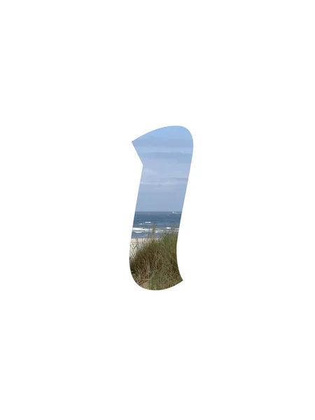 Letter Alphabet Made Landscape Beach Sea Blue Sky Dunes Isolated — Stock Photo, Image
