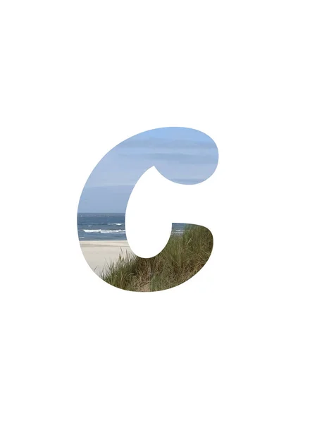 Letter Alphabet Made Landscape Beach Sea Blue Sky Dunes Isolated — Photo