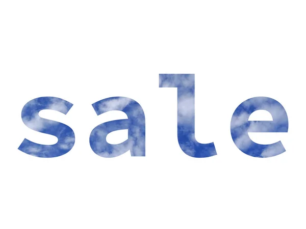 Продажа Текст Выполнен Буквами Алфавита Выполнен Голубым Небом Белыми Облаками — стоковое фото