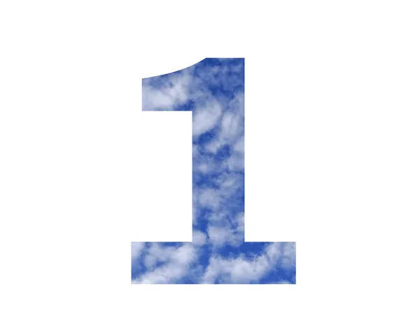 Nummer Des Alphabets Mit Blauem Himmel Und Weißen Wolken Isoliert — Stockfoto