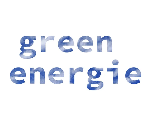 Зеленная Энергия Текст Букв Алфавита Выполнен Голубым Небом Белыми Облаками — стоковое фото
