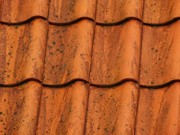 Close Roof Pattern Old Orange Stone Roof Tiles — Stock Photo, Image