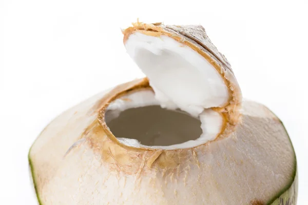 Připraven k pití (Closeup čerstvý kokos) — Stock fotografie