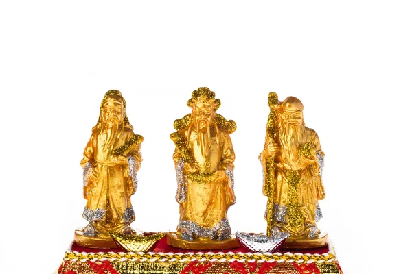 Golden Fu Lu Shou for good luck and wealhty — Stock Photo, Image