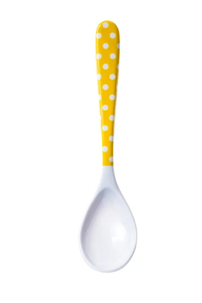 Yellow and white dot color on Baby spoon — Stock Photo, Image