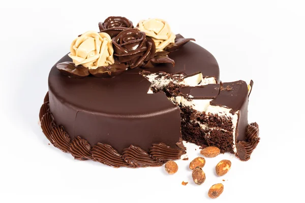 Gâteau au chocolat avec lame de surface fissurée Image En Vente
