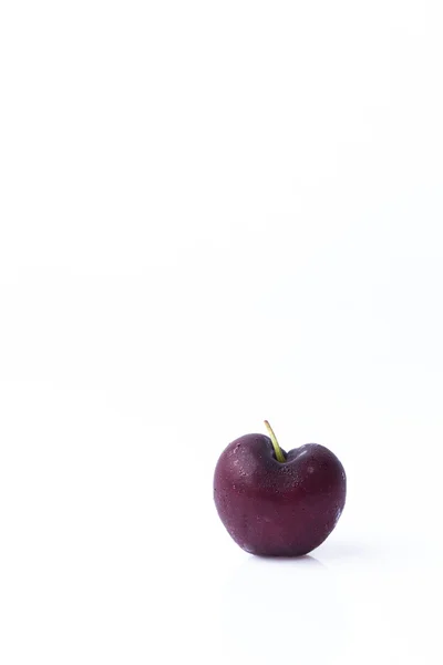 Heart shape cherry on white background — Stock Photo, Image