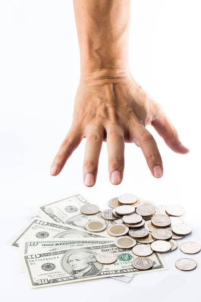 Single hand reaching and want to grab money — Stock Photo, Image