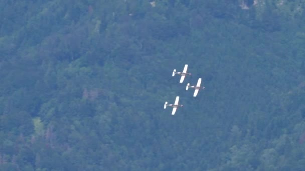 Des avions volent en formation dans une vallée démontrant la confiance entre les pilotes — Video